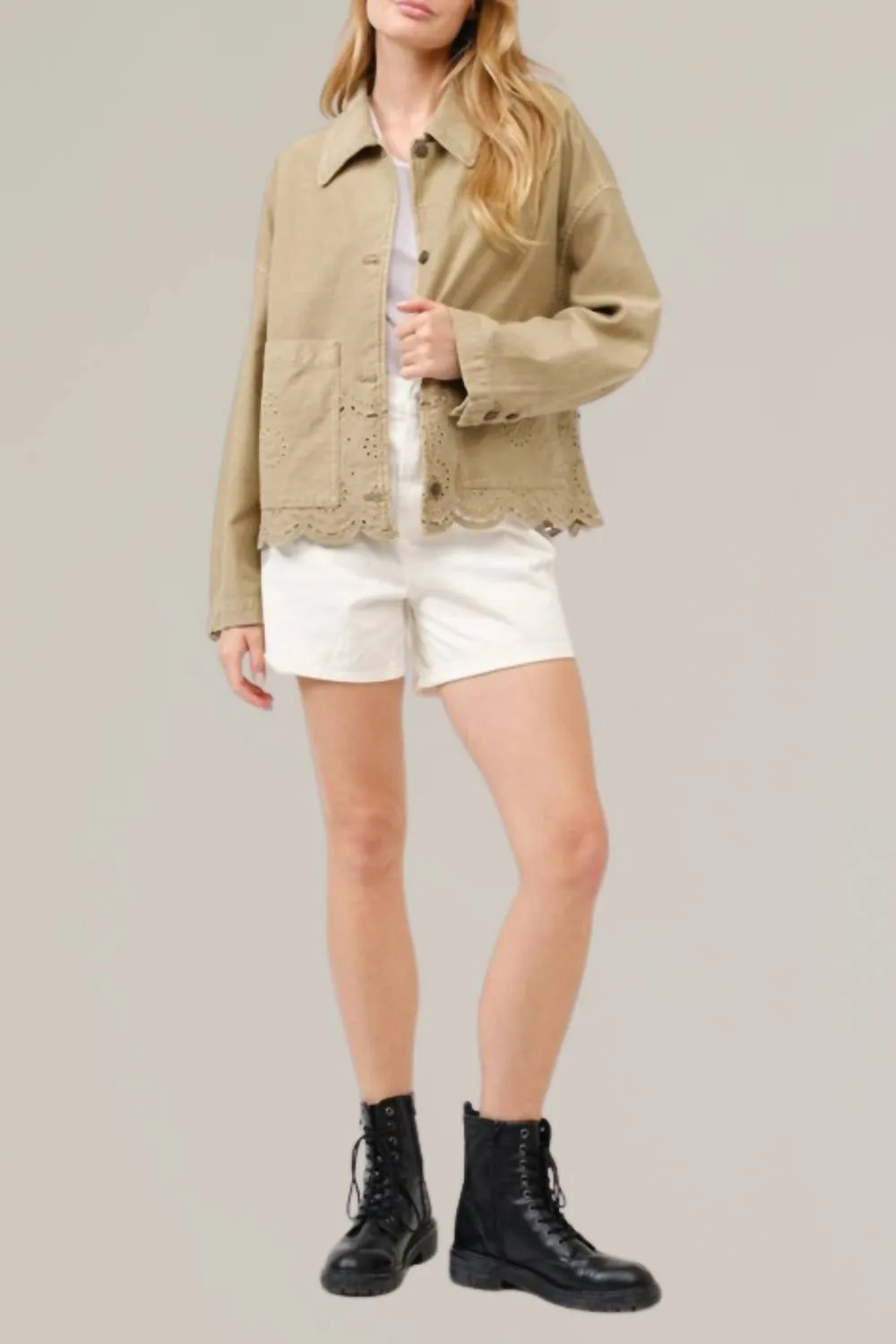 Aaron & Amber - Scalloped Hem Denim Jacket
