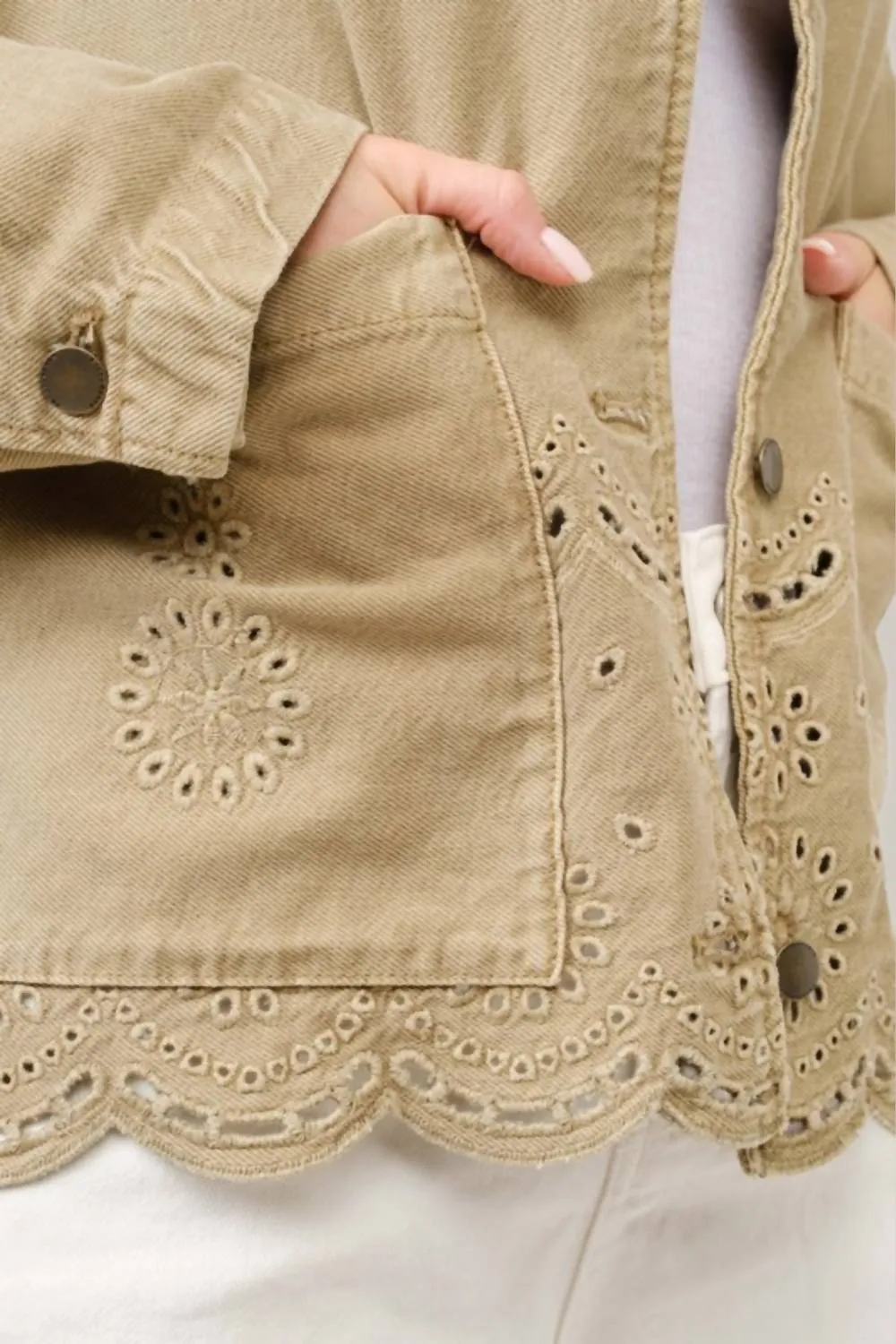 Aaron & Amber - Scalloped Hem Denim Jacket