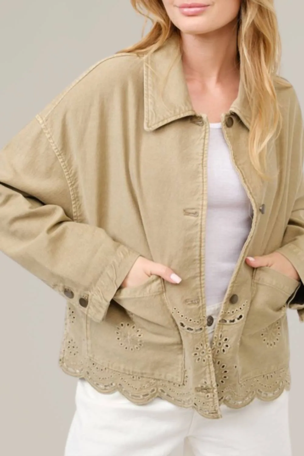 Aaron & Amber - Scalloped Hem Denim Jacket