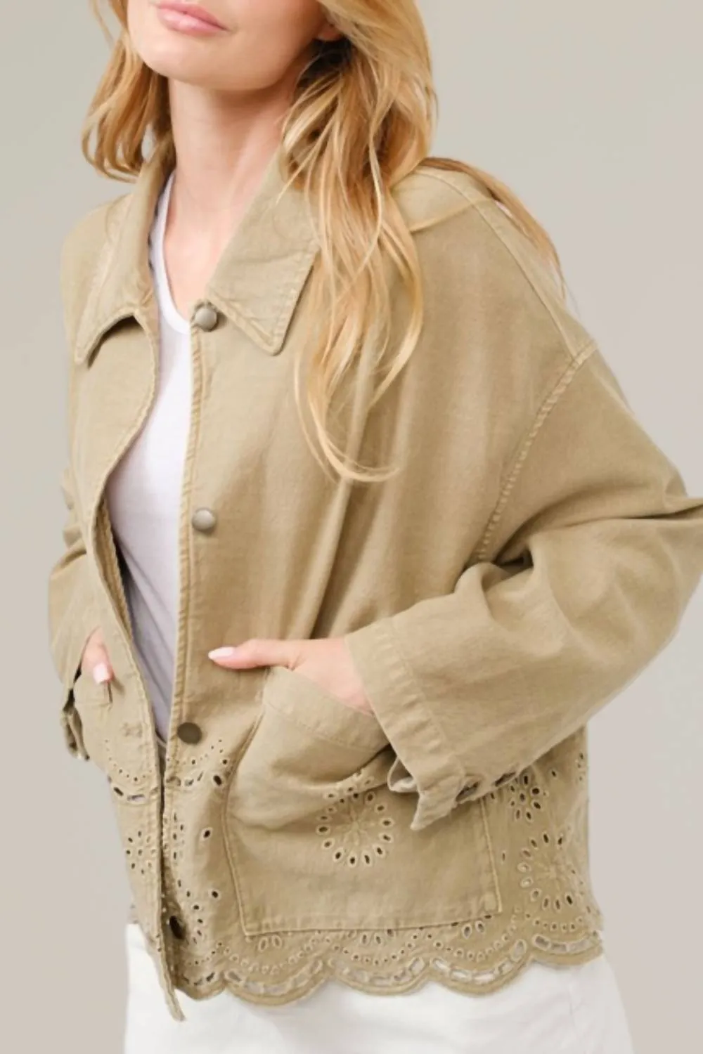 Aaron & Amber - Scalloped Hem Denim Jacket