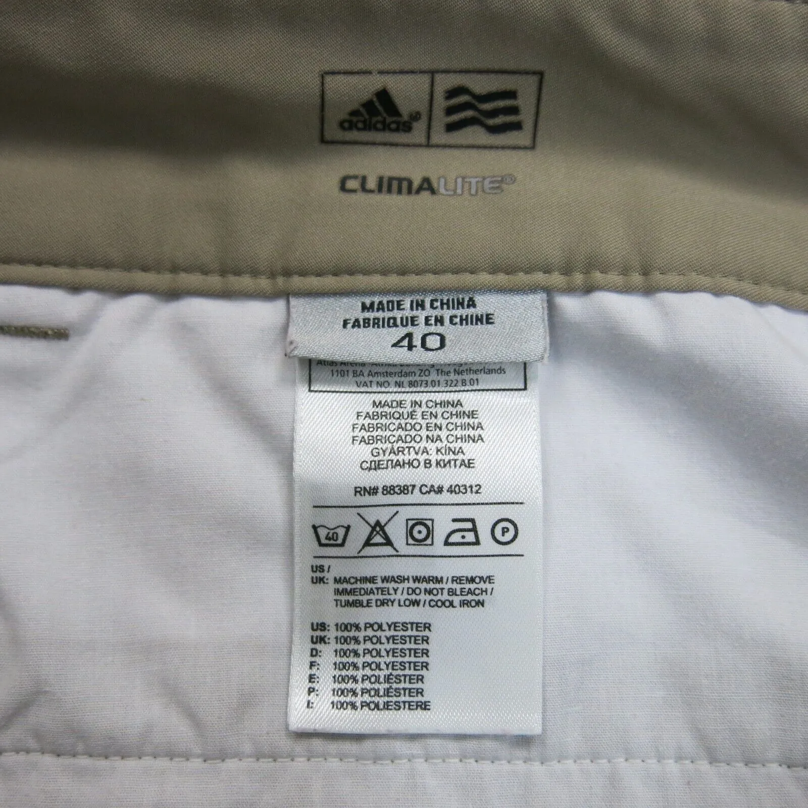 Adidas Mens CLIMALITE Classic Fit Stretch Bermuda Shorts Mid Rise Tan Size 40