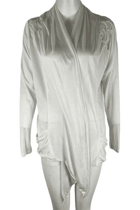 Fasis by California Blue women's ivory shawl cardigan size L