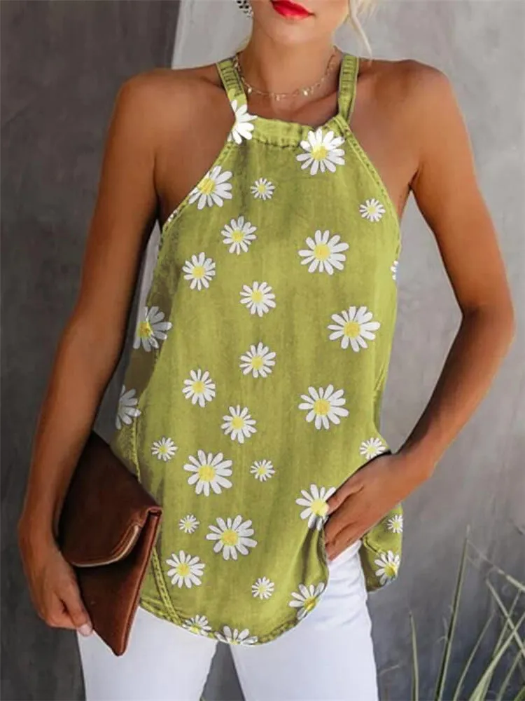 Floral Cami Womens Tank Tops Wholesale For St. Patrick'S Day