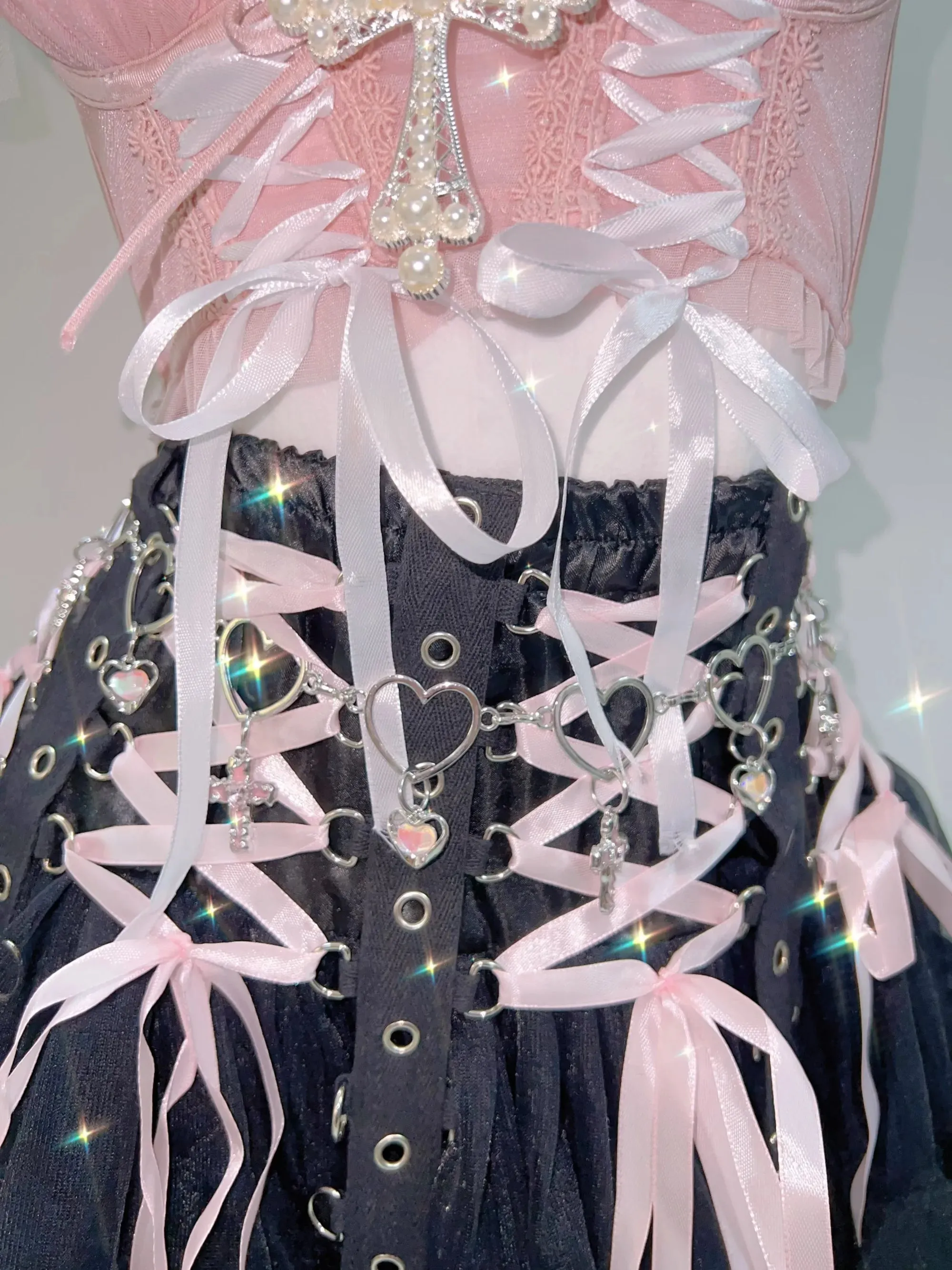Flytonn-LolitaTank Tops Kawaii Tank Tops Pink Tops lace Tank Tops Cross Tank Tops y2k clothes y2k crop top gothic clothese girl clothes