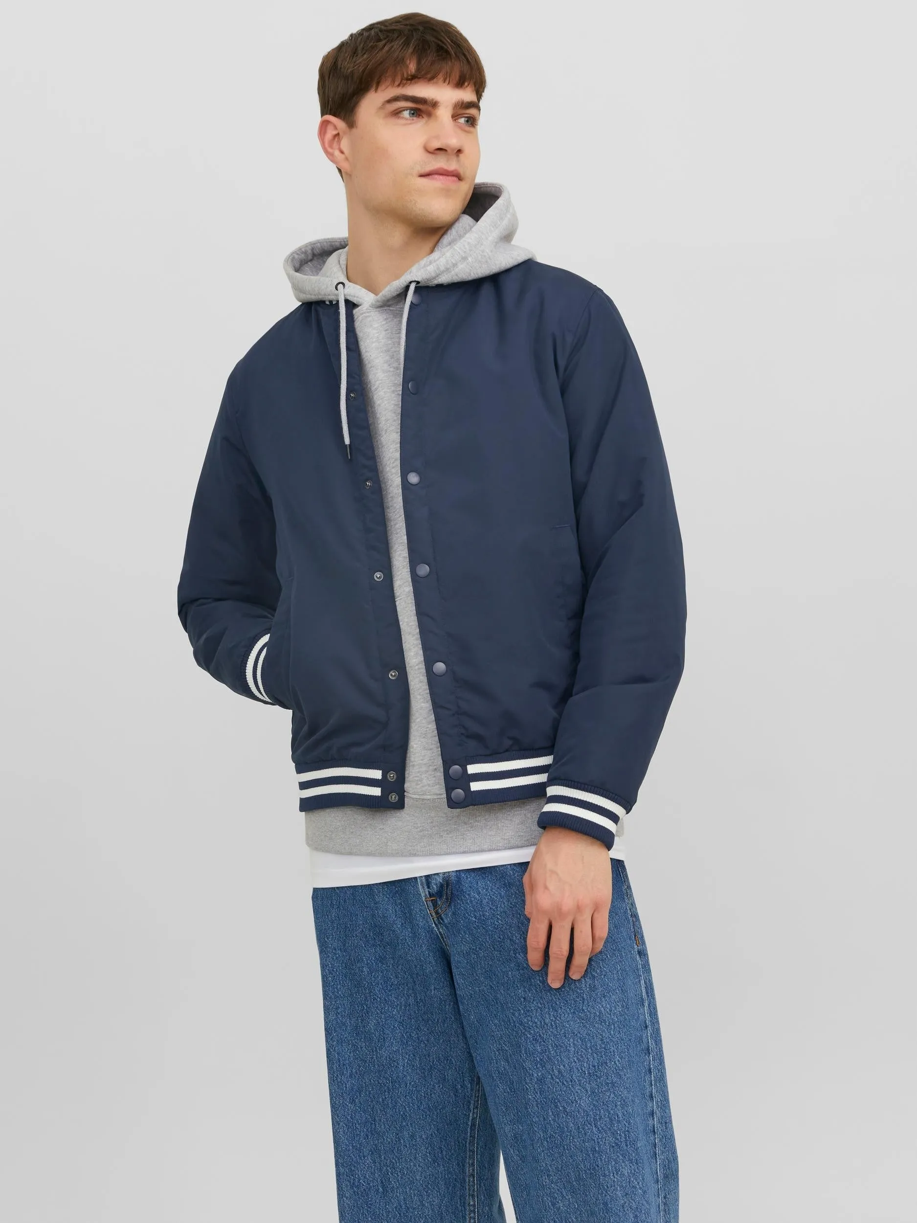 Jack & Jones Warrior Bomber Jacket-NAVY BLAZER