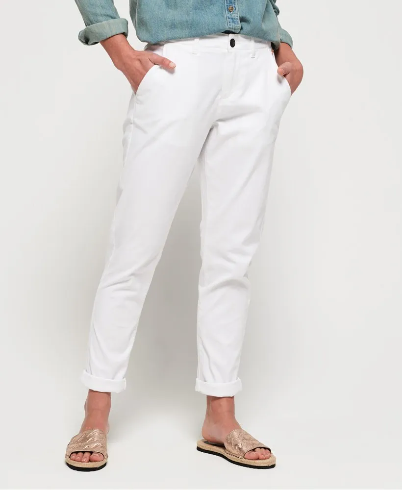 Ladies Superdry City Chino Pants - Optic White
