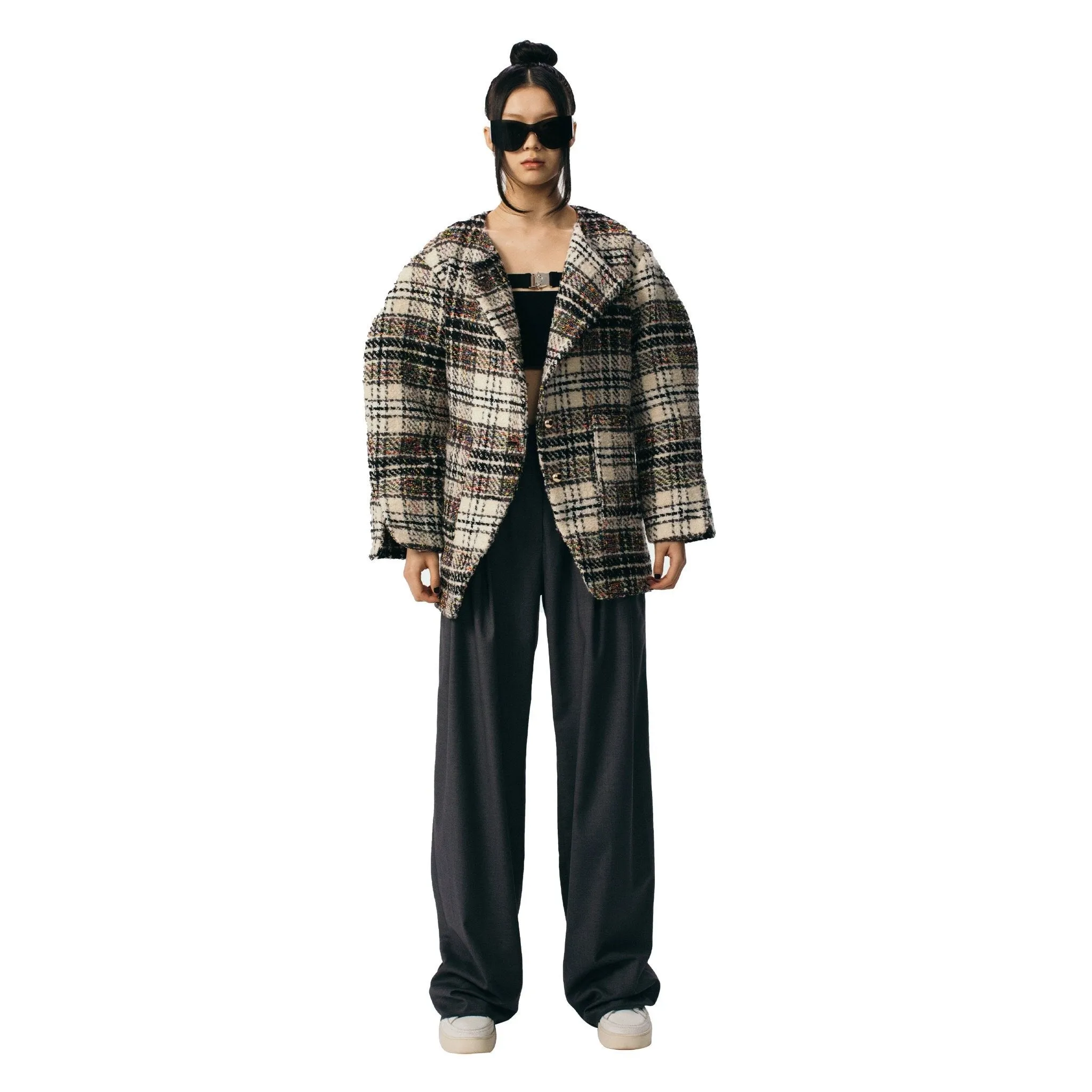 Light Brown Plaid Oversize Jacket