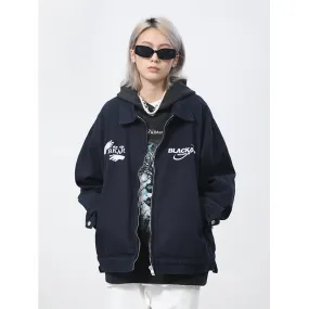 Men's Loose Letter Embroidered Bomber Jacket